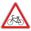 Дорожный знак 1.24 «Пересечение с велосипедной дорожкой или велопешеходной дорожкой» (металл 0,8 мм, III типоразмер: сторона 1200 мм, С/О пленка: тип Б высокоинтенсив.)